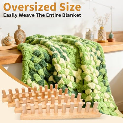 Zlshmoee 64-Inch Double-Row Yarn Blanket Loom Kit Adjustable Wooden Frame Needle-Free Hand-Knitting Yarn Project DIY Beginner Craft Gift - color: 64in'' Circular