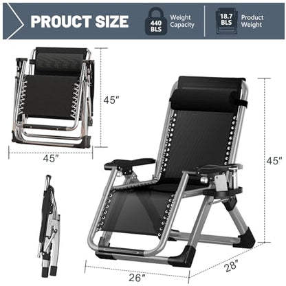 Comfy Folding Chair, Folding Lounge Chair with Cushion, Reclining Chair - color: Gray Noble