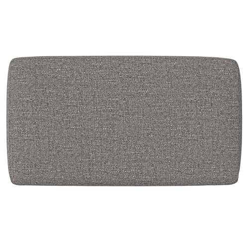 SIMPLIHOME Milltown 27" Wide Tweed Fabric Rectangle Ottoman in Pebble Grey | Contemporary ottoman with a cushioned seat, perfect for bedroom seating; footstool, footrest or pouf. - color: Pebble Grey, style: Small Ottoman Bench