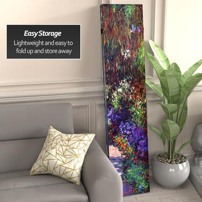 Red Lantern Double Sided Works of Monet Canvas Folding Screen - Lilies/Garden at Giverny, 6 ft. Tall - color: Lilies/Garden at Giverny, size: 6 Foot Tall - 4 Panel