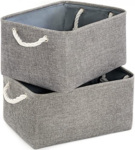Large Storage Bins Basket, 2 Pack Grey Fabric Storage Cubes for Changing Table Nursery Livingroom Kidsroom Playroom Toy, Collapsible Storage Baskets for organizing Shelves Closet - color: Grey, size: 2PCS/Large - 15.7Lx11.8Wx8.3H