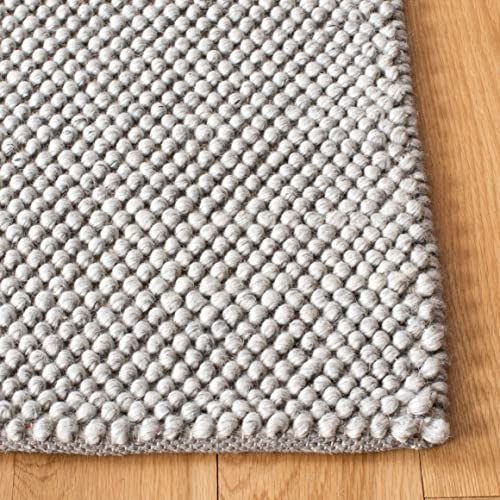 SAFAVIEH Natura Collection Runner Rug - 2'3" x 7', Silver, Handmade Wool Blend, Textured Design, Ideal for Living Room, Bedroom, Dining Space (NAT425G) - color: Silver, size: 2'3" x 7' (Runner)