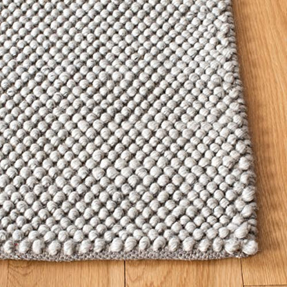 SAFAVIEH Natura Collection Runner Rug - 2'3" x 7', Silver, Handmade Wool Blend, Textured Design, Ideal for Living Room, Bedroom, Dining Space (NAT425G) - color: Silver, size: 2'3" x 7' (Runner)