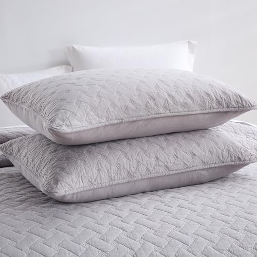 Wistown Cotton King Bedspread Quilt Bedding Sets, Grey | 3 Pieces Reversible Lightweight Soft Coverlets Comforters, All Seasons, Weave Stitching Pattern - color: Grey Weave Pattern, size: King (98 by108inch)