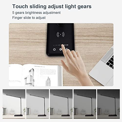 LED Desk Lamp with 5- Dimmable Brightness, Foldable Arm & Built-in 5W USB Charging Port – Compatible with Study, Office and Home Use