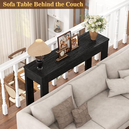 Small Console Table for Entryway, 32" Farmhouse Narrow Sofa Table | Couch Table Behind Sofa, Entry Way Table for Entrance, Hallway, Living Room, Foyer, Embossed Black - color: Embossed Black, size: 32"