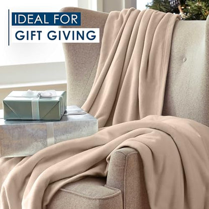 King Size Fleece Blanket | Comfy Supersoft Fleece Blanket – All-Season Light Weight Throw Blanket | Luxuriously Soft | Throw Blanket for Couch and Sofa | Machine Wash | Beige - color: Beige, size: King
