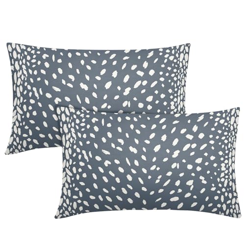 Antelope Gray Blue Lumbar Pillow Covers 12X20 Inch Neutral Animal Faux Fawn Decorative Pillow Cases Modern Euro Cotton Linen Throw Pillows Set of 2 Farmhouse Home Decor for Couch Porch Outdoor - color: 3-gray Blue, size: 20" x 12" (Pack of 2)