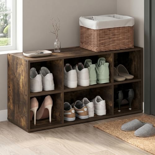 8-Cube Shoe Organizer, Stackable Shoe Rack, Shoe Storage, 11.7 x 35.9 x 15.6, for Office, Closet Entryway, Garage, Amber Pine - color: Amber Pine, size: 8 Cube