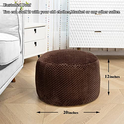 Asuprui Pouf Ottoman Unstuffed Round Poof Seat Foot Stool Ottoman Foot Rest No Filler 20x20x12 Inches Fuzzy Chair Floor Pouf Storage for Living Room Bedroom Coffee