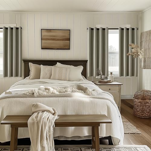 ChrisDowa Sand Blackout Curtains 45 Inches Long 2 Panels for Bedroom | Room Darkening,Light Blocking,Thermal Insulated,Faux Linen,Farmhouse,Grommet,Window Treatment,Drapes,Living Room,52x45 - color: Sand, size: 52"W x 45"L (Pack of 2)
