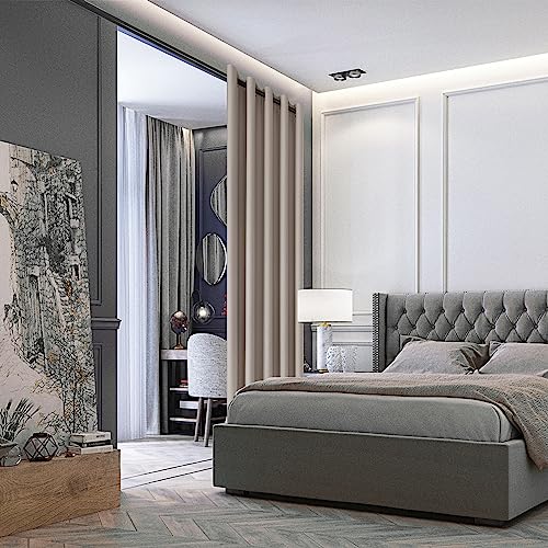 DWCN Room Divider Blackout Curtain Thermal Grommet Panel with Top for Bedroom Partition, Patio Sliding Door Curtains - Extra Wide Curtains for Glass Door, 6.7ft Wide x 7ft Tall, Camel - color: Camel, size: 80"W x 84"L (Pack of 1)