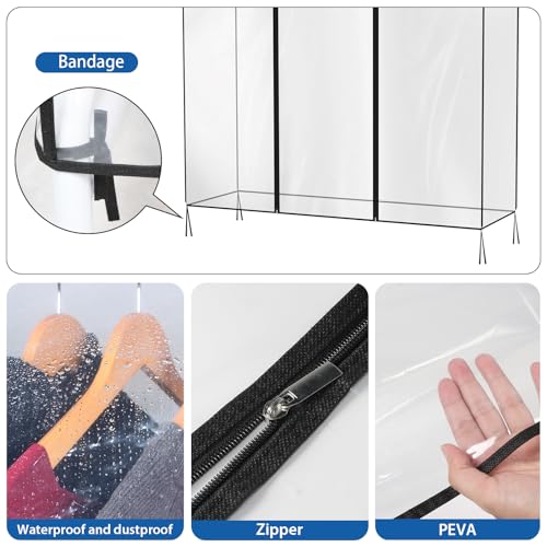 Zilink Clear Garment Rack Cover Transparent Clothes Rack Cover 50 in | Waterproof, Dustproof, Breathable, 2 Durable Zippers, Clear Garment Bags Wardrobe Cover for Garment Rack (Rack Not Included) - size: 50"L x 20"W x 60"H - Clear