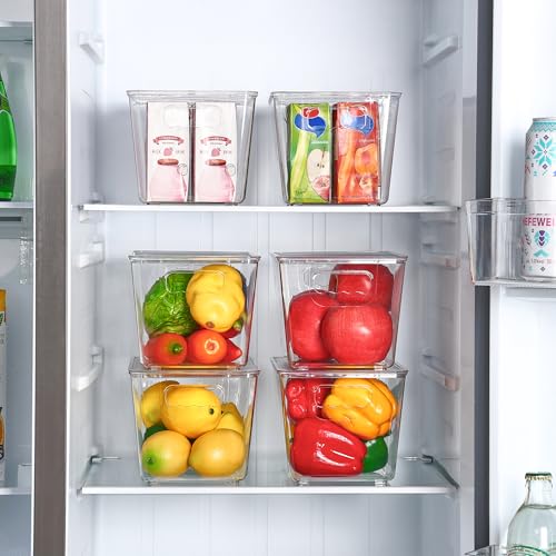 Vtopmart 6 Pack Clear Stackable Storage Bins with Lids, Medium | BPA-free Plastic, Organize Vertically, For Pantry Kitchen Fridge Cabinet Closet Bathroom, Built to Last, Easy to Move - size: M(10"L x 6"W x 5"H)