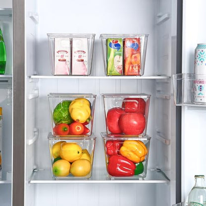 Vtopmart 6 Pack Clear Stackable Storage Bins with Lids, Medium | BPA-free Plastic, Organize Vertically, For Pantry Kitchen Fridge Cabinet Closet Bathroom, Built to Last, Easy to Move - size: M(10"L x 6"W x 5"H)