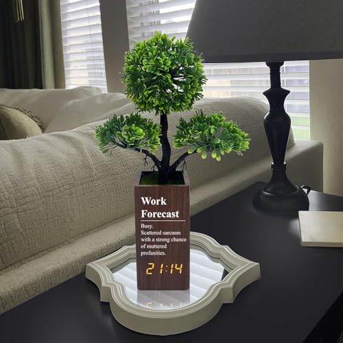 Fake Plant Electronic Clock，Creative Digital Alarm Clock，Funny Office Desk Sign，Alarm Clock for Bedroom，Suitable as a Gift for Colleagues and Friends - color: Work