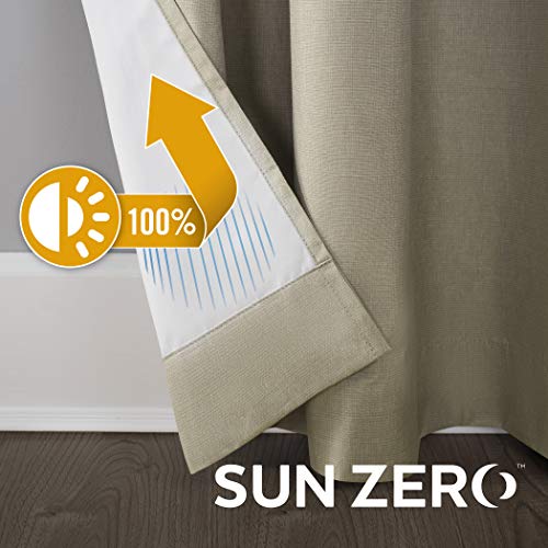 Sun Zero Columbia 2-Pack Thermal Energy Saving 100% Blackout Grommet Curtain Panel Pair, 50" x 84", Stone - color: Stone Beige, size: 50"W x 84"L (Pack of 2)