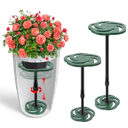 2 Pack Plant Risers for Inside Pots, 12-21" Rise Plastic Planter Inserts | Adjustable Height Planter Inserts for Large Pots, Pot Fillers for Tall Square Round Taper Planters (6" 8" 10" Base or Top) - size: Tall Lift: 12-21" Rise - 2Pack