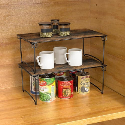 Deco Brothers Stackable Cabinet Shelf, 2 Pack, Rustic Brown - color: Rustic Brown