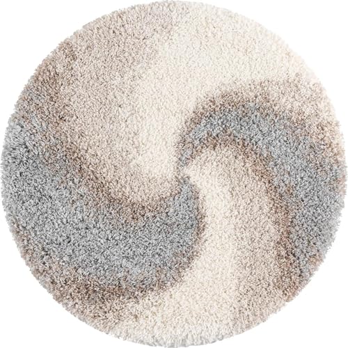 Rugs.com - Soft Touch Shag Rug – 3 Ft Round Khaki Plush Shag Rug – Modern Abstract Accent for Bedrooms, Cozy Reading Nooks, and Nurseries - color: Khaki, size: 3' (Round)