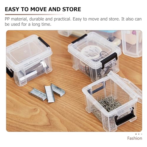 Ipetboom 5pcs Mini Plastic Storage Bins with Lids Small Tote Boxes Portable Organizer for Home and Office Storage
