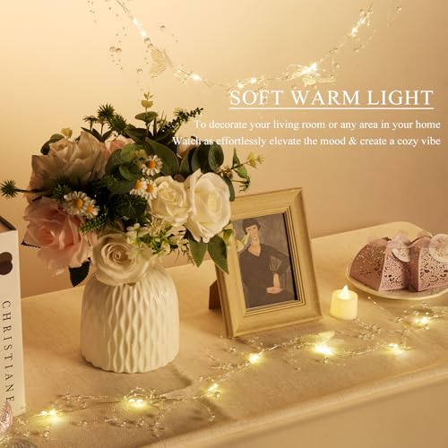 Iridescent Butterfly Fairy Lights, 3.28ft LED Lights Battery Operated, 2pcs | 3-8mm Artificial Beads Mixed 4 Butterflies String Light for Indoor Bedroom Christmas Tree Wedding Party Dorm - color: Butterfly Lights, size: 3.28ft per/2pcs total