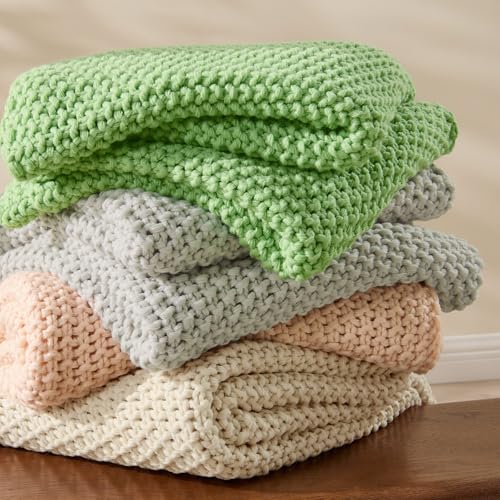 BEDELITE Cozy Chunky Cable Knit Throw Blanket for Couch | 100% acrylic,soft warm for all season,machine washable,woven blanket for room home decor,ideal gift,50*60 throw,grey - color: Light Grey, size: Throw(50"x60")