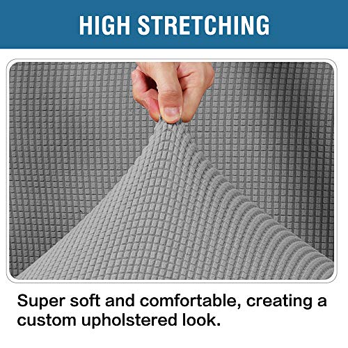 H.VERSAILTEX Ottoman Cover Slipcover Rectangle Fit Length 33"-38" Footrest Sofa Slipcovers Stool Cover Footstool Protector Covers Feature Stretch Thick Soft Jacquard Fabric Removable Washable - Dove - color: Dove, size: Rectangle-X-Large