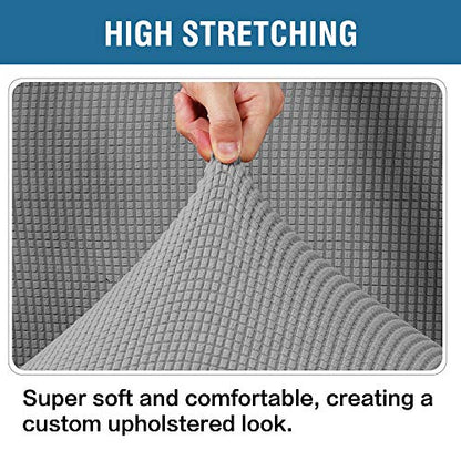 H.VERSAILTEX Ottoman Cover Slipcover Rectangle Fit Length 33"-38" Footrest Sofa Slipcovers Stool Cover Footstool Protector Covers Feature Stretch Thick Soft Jacquard Fabric Removable Washable - Dove - color: Dove, size: Rectangle-X-Large