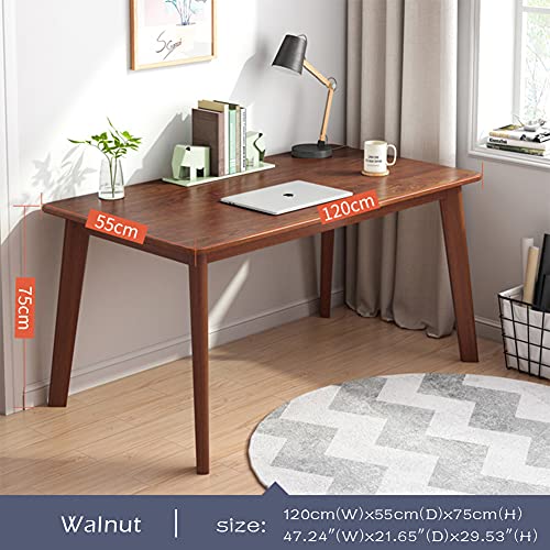 IOTXY Simple Wooden Writing Desk - Modern Minimalist Style PC Laptop Computer Workbench with Solid Wood Legs, 47" W Home Office Work Table for TV Stand Music Video Live Broadcast Workstation, Walnut | Nordic Minimalist Style, MDF Tabletop, Solid Wood Legs
