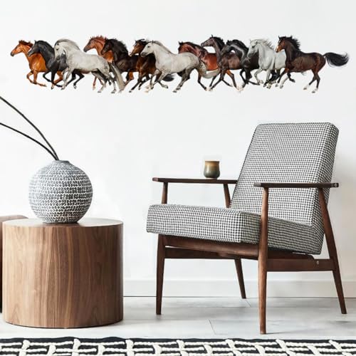 Removable Running Horse Wall Decal 48" × 9" Vinyl Horse Wall Art Stickers for Living Room Bedroom Classroom Office Decor - style: Horse