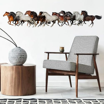 Removable Running Horse Wall Decal 48" × 9" Vinyl Horse Wall Art Stickers for Living Room Bedroom Classroom Office Decor - style: Horse