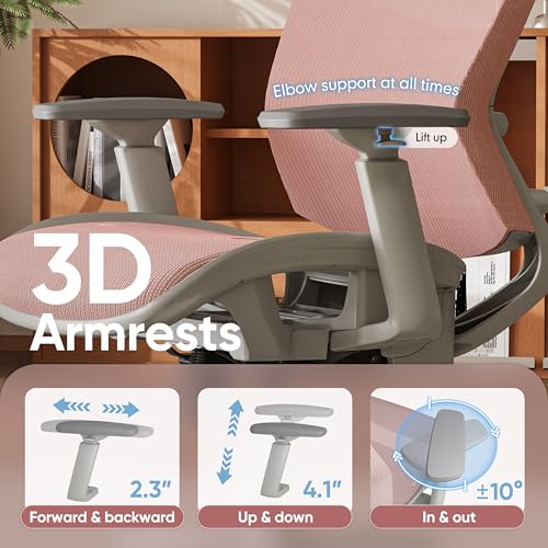 Mesh Office Chair,Ergonomic Computer Desk Chair,Sturdy Task Chair- Adjustable Lumbar Support & Armrests,Tilt Function,Comfort Wide Seat,Swivel Home Office Chair (Pink) - color: Pink
