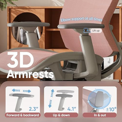 Mesh Office Chair,Ergonomic Computer Desk Chair,Sturdy Task Chair- Adjustable Lumbar Support & Armrests,Tilt Function,Comfort Wide Seat,Swivel Home Office Chair (Pink) - color: Pink