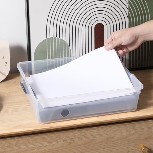 4 Pack 10QT Clear Plastic Storage Bins with Lids Stackable Storage Box for Crafts, Supplies Clear File Box Plastic Container Bins for Organizing (Large 4Pack) - size: Large 4Pack
