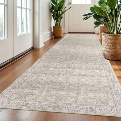 SIILOOM 3x10 Washable Runner Rug, Non Slip Soft Area Rug for Hallway Kitchen - color: Cream/Beige/Yellow/White/Grey, size: 3' x 10' (Runner)