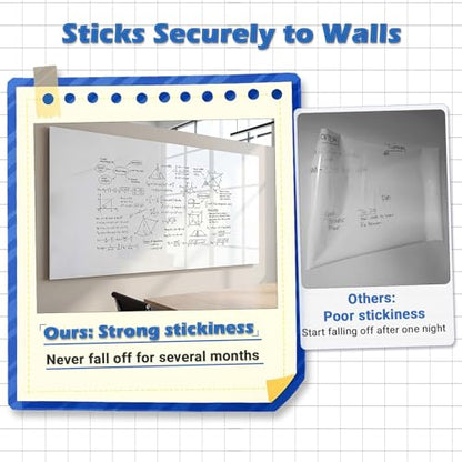 AFMAT White Board Sticker for Wall, 1.44x11ft Peel and Stick Whiteboard Wallpaper, Stain-Proof & Super Sticky Dry Erase Wall Decal, Dry Erase Contact Paper Roll for Table/Door, 4 Markers WS11E - size: 1.44x11ft