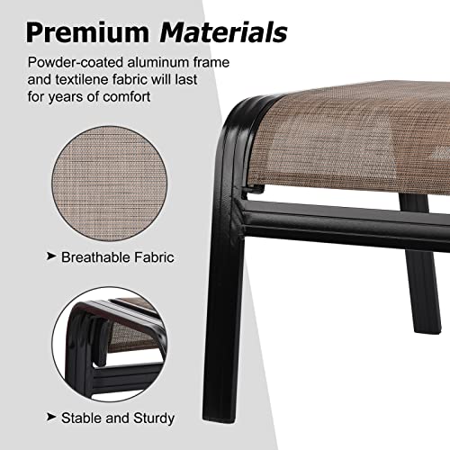 Patio Ottoman Outdoor Footstools Assembled Aluminum Footrest Small Seat for Balcony,Backyard 2 Pack Brown - color: 2 Pieces-new Brown