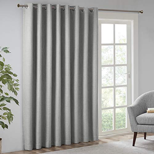 Sun Smart Maya Blackout Window Curtain Patio Single Panel, 100x84 Grey | Black Out Textured Heatherd Print,Grommet Top Living Room Decor Thermal Insulated Light Blocking Drape for Bedroom - color: Grey, size: 100"W x 84"L (Pack of 1)