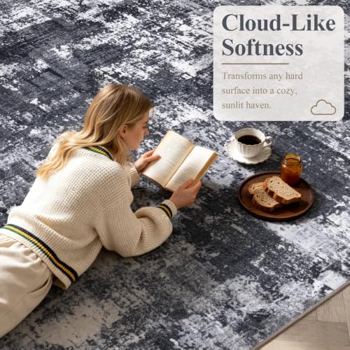 Sasttie 2x6 Runner Rug, Modern Abstract Hallway Rug, Black & White | Ultra-Soft Faux Wool, Machine Washable, Low Pile, Non-Slip, Thin, for Hallway, Entrance, Kitchen, Entryway & Laundry Room - color: Black & White, size: 2' x 6' (Rectangular)