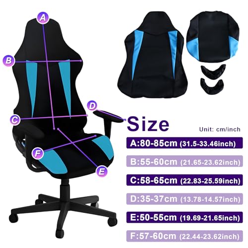 Gaming Chair Covers Only,Stretchable Fit Thick Breathable Mesh | Cat Scratch Proof,Scratch Resistant,Soft,Gaming Chair Seat Cover with 2Pcs Armrest Slipcovers(Black-blue,Style 2) - color: Black-blue, size: Style 2