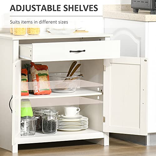 HOMCOM Farmhouse Sideboard Buffet Cabinet Barn Door White Wash | Coffee Bar Cabinet, Drawer, Adjustable Shelf, Kitchen, Living Room, Entryway - color: White Wash