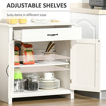 HOMCOM Farmhouse Sideboard Buffet Cabinet Barn Door White Wash | Coffee Bar Cabinet, Drawer, Adjustable Shelf, Kitchen, Living Room, Entryway - color: White Wash