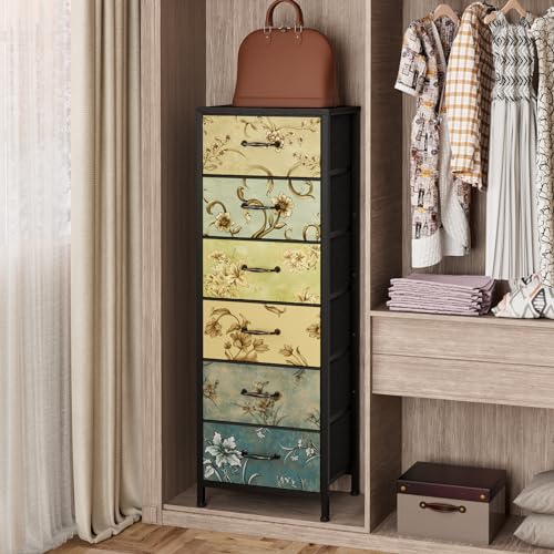 Dresser with 4 Drawers and 6 Drawer Dresser, Chest of Drawers for Living Room, Dorm, Entryway, Vintage Furniture, Wood Top