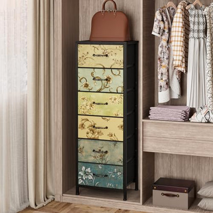 Dresser with 4 Drawers and 6 Drawer Dresser, Chest of Drawers for Living Room, Dorm, Entryway, Vintage Furniture, Wood Top