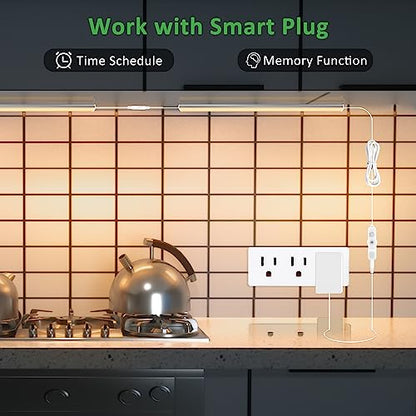 maylit Under Cabinet Lights Plug in, 3 Pcs 12 Inch Ultra Thin Under Cabinet Lighting, Super Bright Warm White Under Counter Lights for Kitchen, Dimmable Light for Cabinet, Counter, Workbench, Desk | Warm White Dimmable Lighting for Kitchen Cabinets, Count