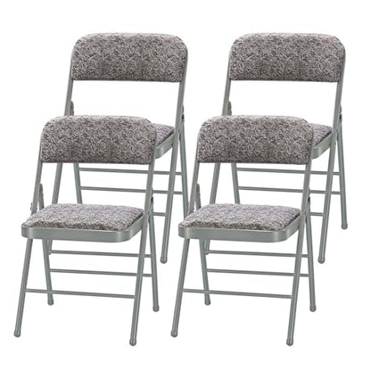Pack of 4 (Fabric/Vinyl) Steel Frame Metal Foam Padded Folding Chairs (Black, Gray, White) - color: 4-pack - Fabric Gray