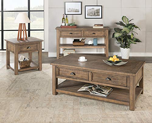 Martin Svensson Home Monterey Solid Wood Sofa Console Table, Natural | Farmhouse Style, Pine Wood, Two Drawers, Two Open Shelves for Storage - color: Reclaimed Natural