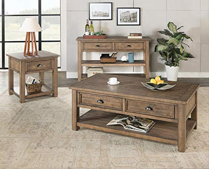 Martin Svensson Home Monterey Solid Wood Sofa Console Table, Natural | Farmhouse Style, Pine Wood, Two Drawers, Two Open Shelves for Storage - color: Reclaimed Natural