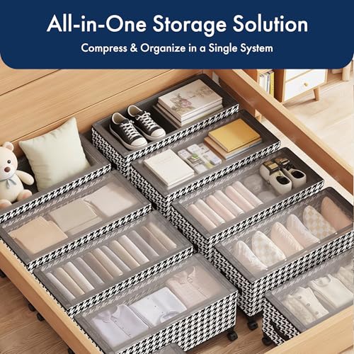 65L Under Bed Storage with Wheels, Adjustable Underbed Storage Bins, Foldable Dustproof Storage Container, 30.3×11.4×11.8 Inch Organizer for Clothes, Shoes, Blankets (black - Transparent Cover)